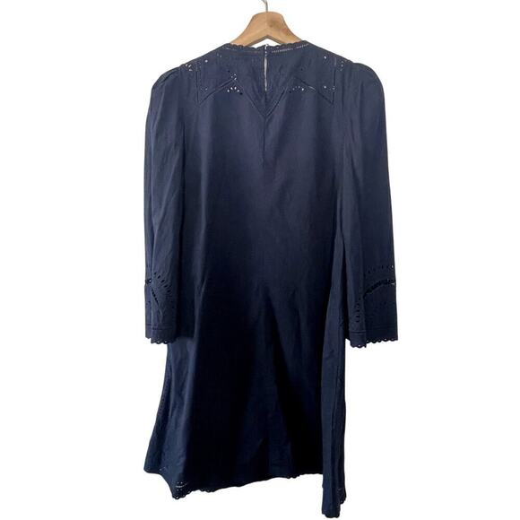 DEREK LAM 10 CROSBY NAVY BLUE EMBROIDERED  SHORT  DRESS SIZE 2 - Picture 2 of 10